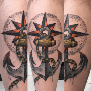 #anchor #neotraditional #color #dotwork #stipple #compass #nauticaltattoo 
