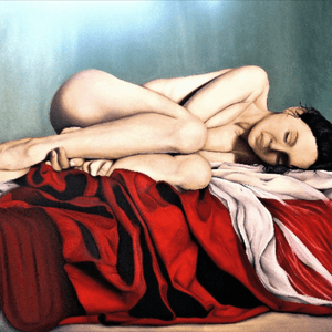 Sleeper - oils on canvas #painting #sleep #sleeper #nude #realism #portrait #figure#red #girl #woman #female 