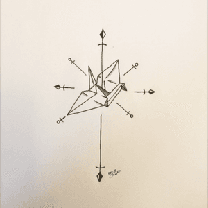 “Crane compass” #minimalistic #compass #papercrane 