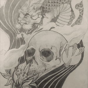 #japanase #dragon #skull #lotus 
