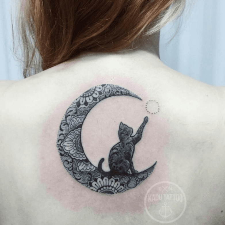Premium Vector  Moon cat celestial cat cute animal black cat shape  isolated celestial cat vector tattoo boho design