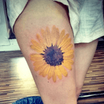 Made about one year ago 😊 #sunflower #yellow #flower #BeauTattoo #tatt #tattoo #amazing #art #design #colortattoo 