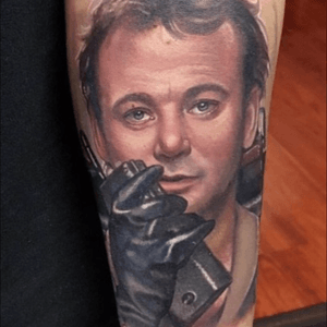 Bill Murray Ghostbusters Portrait tattoo . Tattoo by Halo Jankowski @Blacklotustattoogallery Hanover,MD. #BillMurray #Ghostbusters #portraittattoo #portrait #dreamtattoo #tatoodo #Gbfans 