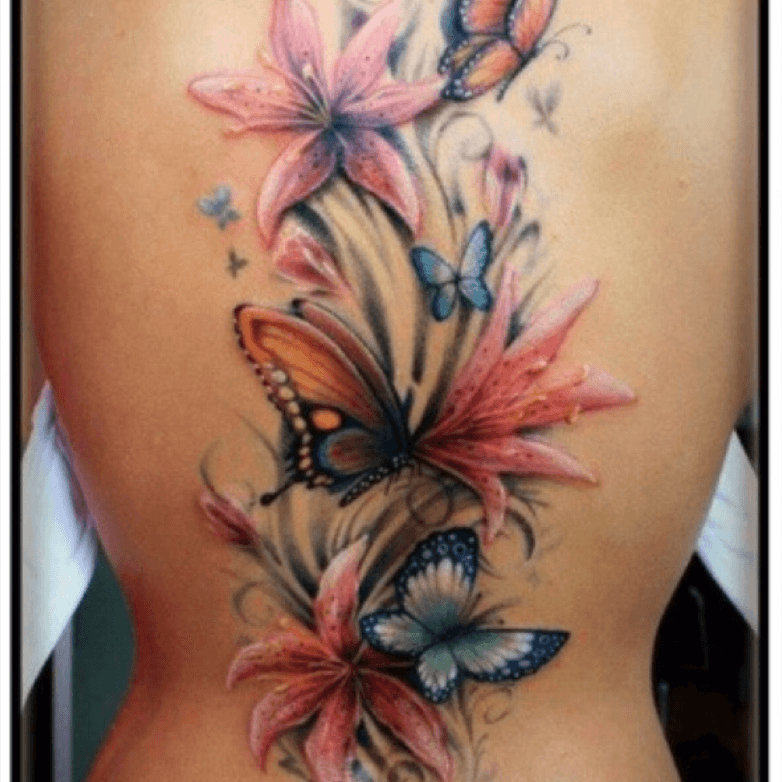 flower black large 825034 arm tattoo womens lower back tattoos  eBay