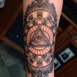 My First tattoo! Over a year old now! #illuminati #evileye 
