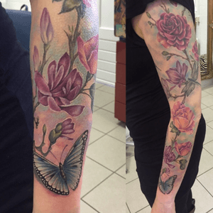 Love #flowers #roses #butterfly #luckylucytattoo 