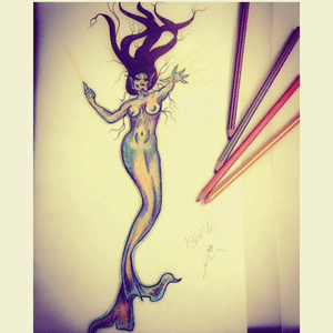 New sketch by me, Rosetattoo 🙏🤘🏻🌹🌙 #nymph #mermaid #sketch #tattooshop #ink 