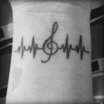 "Music" -  my second tattoo. On my left wrist, in so far as the hearts is. Music is my life