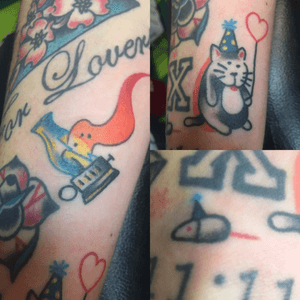 Some more fun jammers to fill in the spots on my right sleeve #jammer #filler #partycat #funtimes #americantradional 