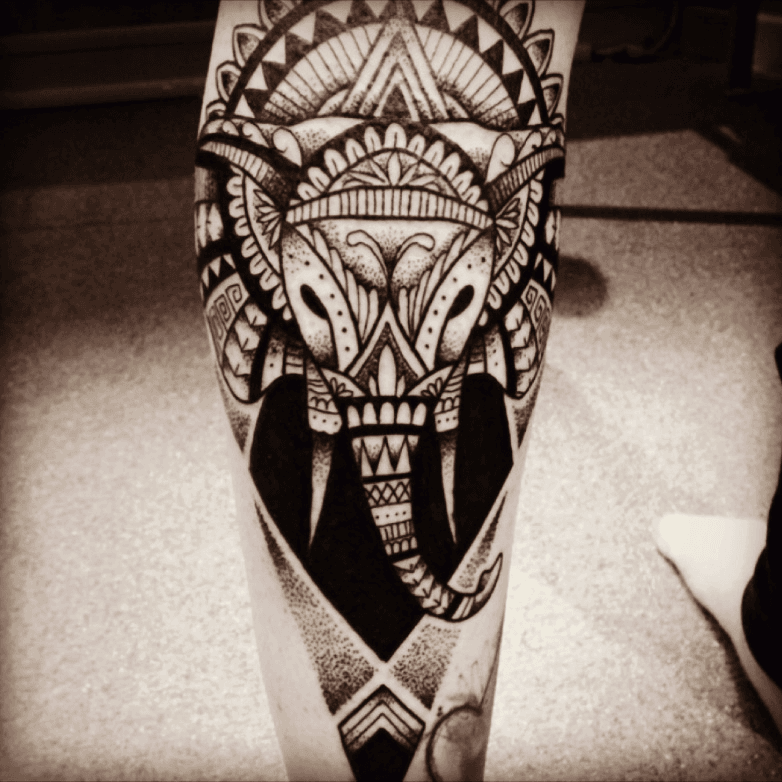 Tattoo uploaded by rcallejatattoo • Geometric elephant tattoo by Jenn  Siegfried #geometric #colored #Elephant #mandala #JennSiegfried • Tattoodo