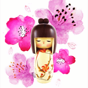 kokeshi doll with sakuras on my right calf #megandreamtattoo 