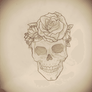 Voici un dessin que j'ai realise pour une jeune femme qui souhaite se faire tatouer 😁 #rose #skull2016 #roseandskull 