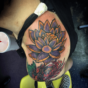 Put a new coat on this lotus that was apart of a pretty massive blast over/coverup. Still needs to be darkened up and freshened up in a few spots throughout. Definitely a learning curve. ....#missouri #semo #capegirardeau #tattoosofinstagram #tattoos #girlswithtattoos #lotustattoo #lotusflower #coveruptattoo #blastovertattoo #workhorseirons #eikondevice #eternalink #stencilstuff #addt #adifferentdrummertattoo