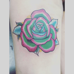 Watermelon Rose. #AmericanTraditional #americantradional #americantraditionaltattoo #rose 