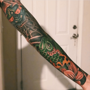 Japanese sleeve done by Tommy Gunz at full custom 