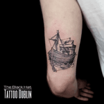 Why not hire a boat for a sea expedition next weekend? Nice one done @theblackhattattoodublin during the storm. . #boat #boattattoo #blackworktattoo #blackwork #blackworkersubmission #blackhatdublin #dublin #dublintattoo #tattooartist 