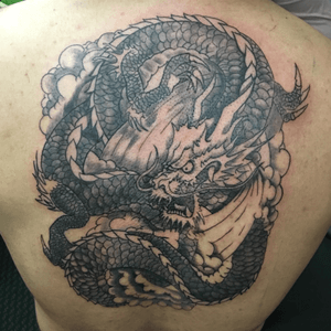 Traditional Japanese Dragon by Brian "B-Train" Chambers @. Bad Monkey Tattoo. 4 1/2 hours start to finish. 