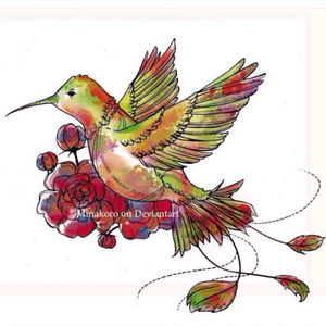 #watercolor #color #colorful #colortattoo #bright #hummingbirdtattoo #hummingbirds #watercolorhummingbird #floral #floraltattoo #delicate #customtattoo #custom 