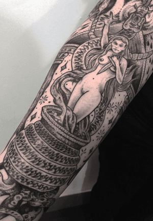 Witchcraft sleeve tattoo done #witchcraft #sleevetattoo #weltyamatattoo #rome #rionemonti #yamatattoo # metal #tattoo