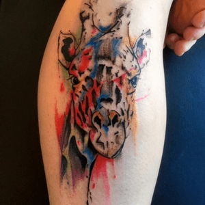 Water color tattoo giraffe tattoo i did