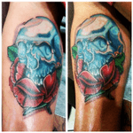 My recent work. Skull and rose tattoo. #newbietattooartist #filipinotattooartist #tattoodo #axlledunatattoo #newschool #skullandrose 