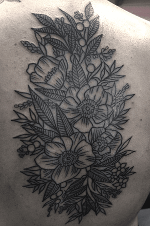 Floral linework piece March 2018 luckymac.ink