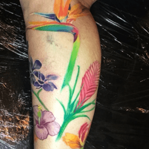 In progress hawaiian floral leg piece. Background next 