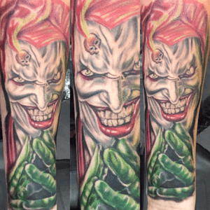 Joker tattoo. Which was part cover up. 