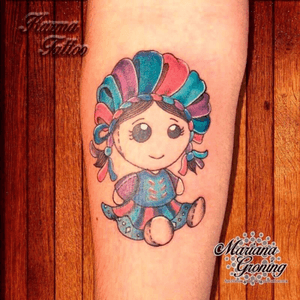 Mexican doll tattoo #tattoo #marianagroning #karmatattoo #cdmx #MexicoCity #watercolor #watercolortattoo #watercolortattooartist #mexican #mexicandoll 