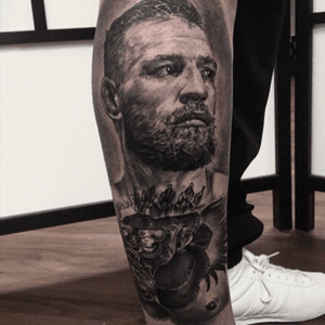 Tattoo of Conor McGregor done by Artist Bali Rudinszki in Belfast.