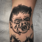 Done by Sterling Barck @ Downtown Tattoo Las Vegas, Nevada. @Downtown_Tattoo_Las_Vegas #traditional #sterlingbarck #blackandgrey #cryingbaby