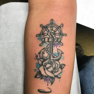 #traditional #rose #anchor #nautical #tattoo 