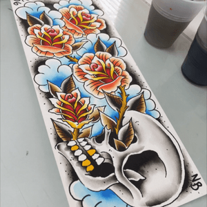 Painting between appointments. #painting #paints #freshpaint #california #CaliforniaTattoos #traditional #traditionaltattoo #skull #50roses50days 