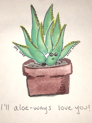 i’ll prolly change the text to “aloe-ways love you.” not sure about getting color or not. #aloe #aloeplant 