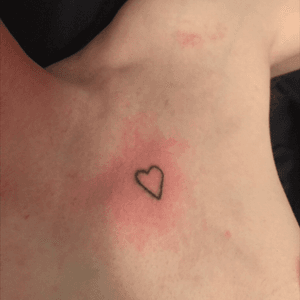 First tattoo done ever. Did it on my boyfriends chest. Stick and poke 