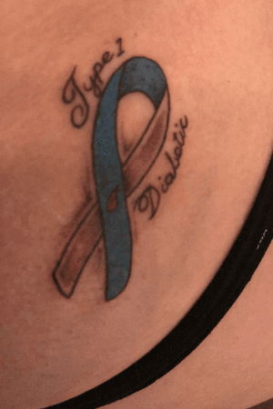 Type one diabetes ribbon and awareness tattoo 