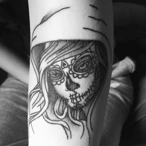  #skulltattoo #new #TattooGirl #mexicanskull #beginningofmysleeve 