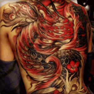 Black and red phenoix on my back @amijames #dreamtattoo 
