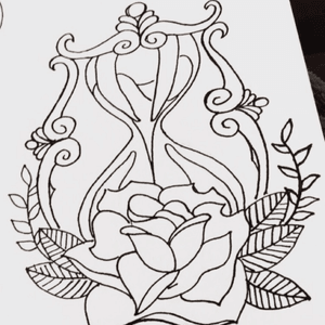 Traditional doodle #traditionaltattoo #traditional #hourglasstattoo #rose #doodle #roughsketch #hourglass 