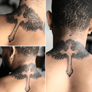 #amazingtattoos #beautifultattoo #tattoo #tattoo #tattooed #ink #inked #inktattoo #nicetattoo #crosstattoo #wings #wingstattoo #necktattoo #blacktattoo
