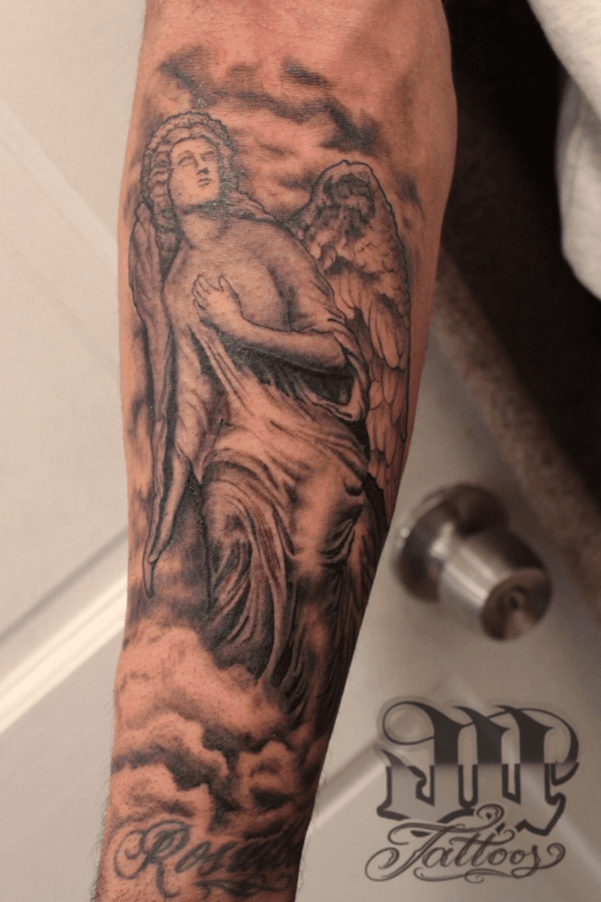 Angel sleeve tattoo  Cloud tattoo sleeve Cloud tattoo Sleeve tattoos