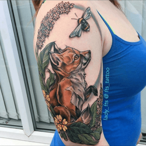 Fox and butterfly tattoo #fox #butterfly 