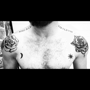 Flowers#tattoo #ink #blackandgrey #art #flowers #moon #sun 