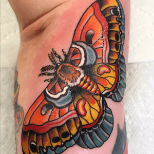 Moth guy for charlotte from london town. Thanks again lady! Done at @Captured_Tattoo 