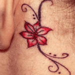 #flower #floral #behindtheear #red #scroll #welove 