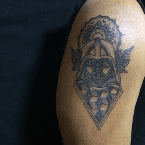 Stick and poke Darth Vader by my sister Megs Moo. #darth #vader #stick #poke #darthvadertattoo #darthvader #stickandpoke #asia #seoul #korea #megsmoo #geometic 