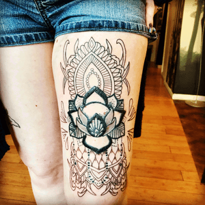 Rework of a tattoo done as an apprentice.  WIP will shade/color and add more embellishments in the future.  Done by Chase Tucker at 4Points Body Gallery in S Minneapolis MN.  