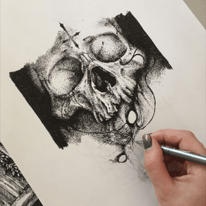Sketch in progress #skull #dotwork #wolf   #cross #satan #elensoul