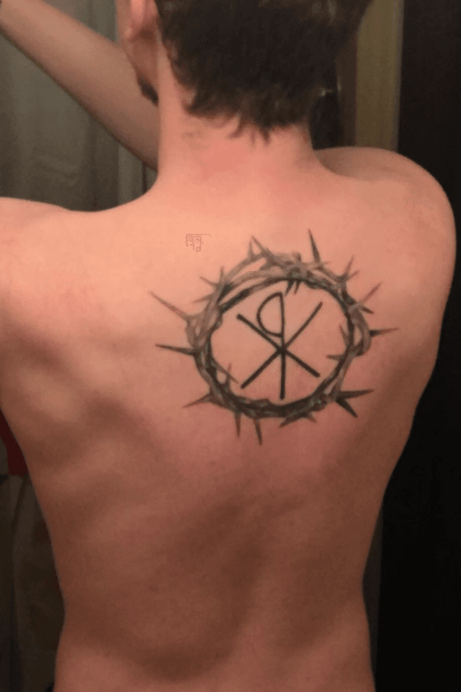 Grave stone style Chi Rho with Alpha and Omega in the sides Kaine  Magdalen Immortal Canvas in Cincinnati OH  rtattoos