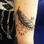Wouldnt believe this is an aprentice #tattooaprentice #moon #feather #beads #blackAndWhite #whiteink #arm 